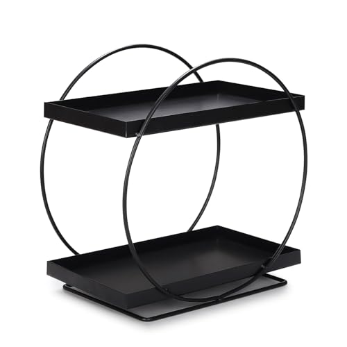 Cri8Hub Round 2-Tier Kit-chen Storage Rack, Metal Spice Organizer Shelf, Kit-chen Pantry Storage Organizer | MultiPurpose Storage Organizer | Kit.chen Racks | Kit-chen Organizer, Black - Image 4