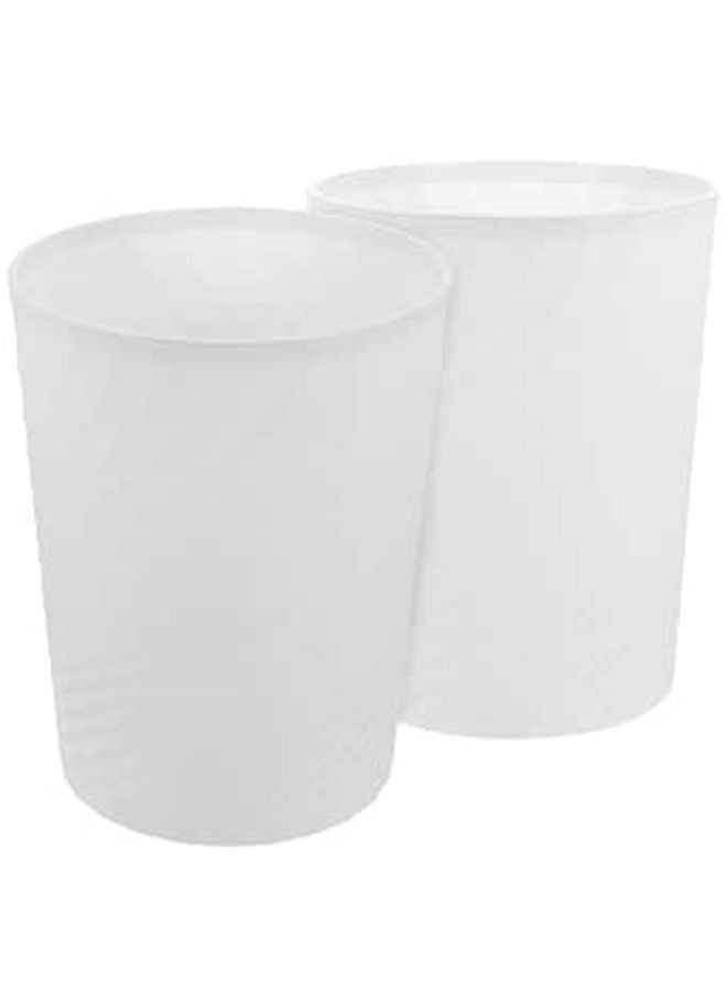 2 Pack 8L White PP Plastic Lidless Trash Can For Kitchen Bathroom Office Waste Bin - Image 1