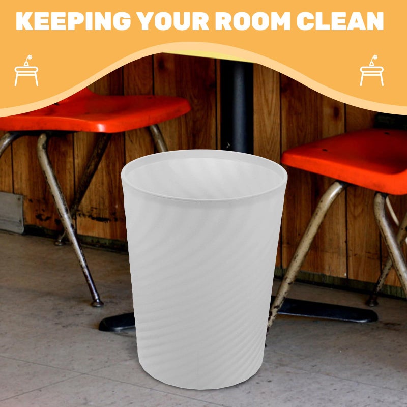 2 Pack 8L White PP Plastic Lidless Trash Can For Kitchen Bathroom Office Waste Bin - Image 4