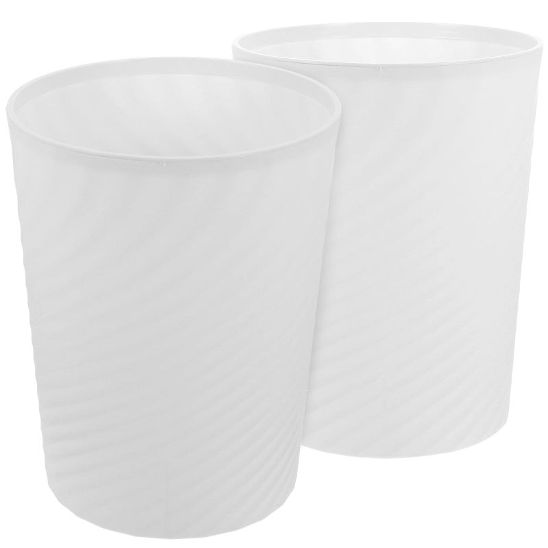 2 Pack 8L White PP Plastic Lidless Trash Can For Kitchen Bathroom Office Waste Bin - Image 2