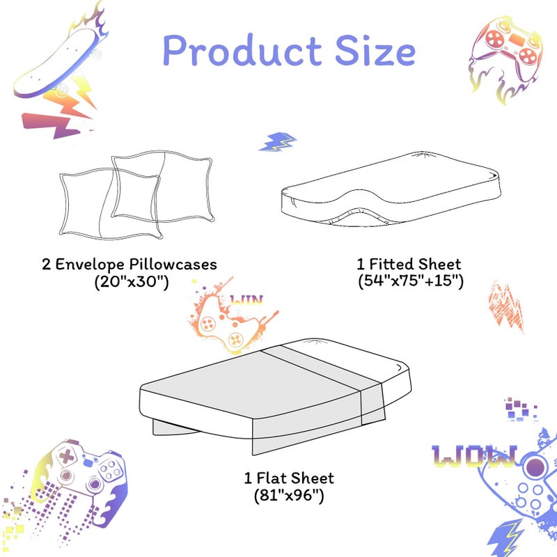 جي اس دي ورقة ألعاب أسود jsd مجموعة كاملة الحجم 4 قطعة ناعمة أطفال مطبوعة من الألياف الدقيقة الجيب العميق - Image 2