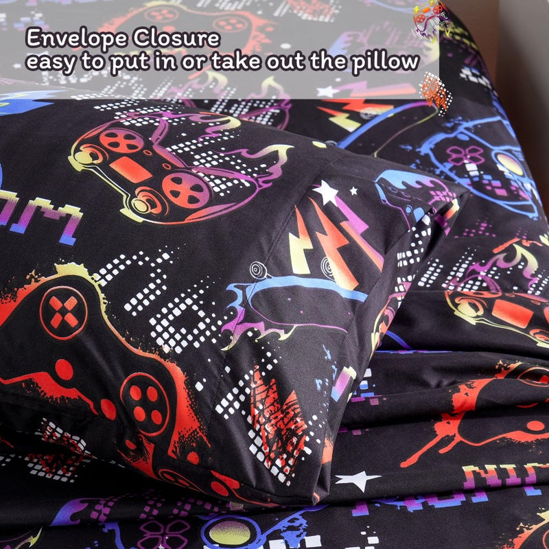 جي اس دي ورقة ألعاب أسود jsd مجموعة كاملة الحجم 4 قطعة ناعمة أطفال مطبوعة من الألياف الدقيقة الجيب العميق - Image 5