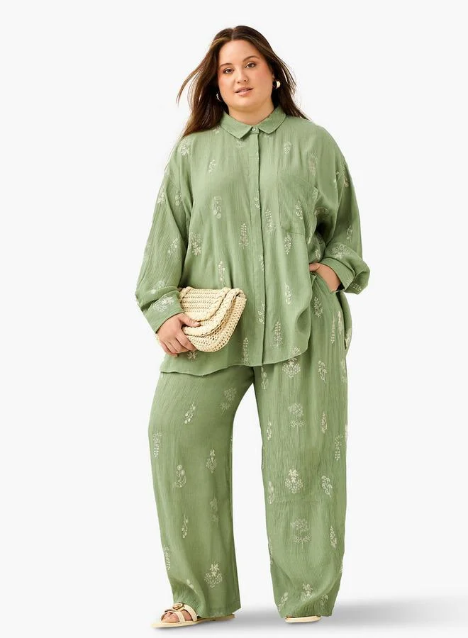 Ulla Popken Plus Size Ulla Popken Embroidered Shirt