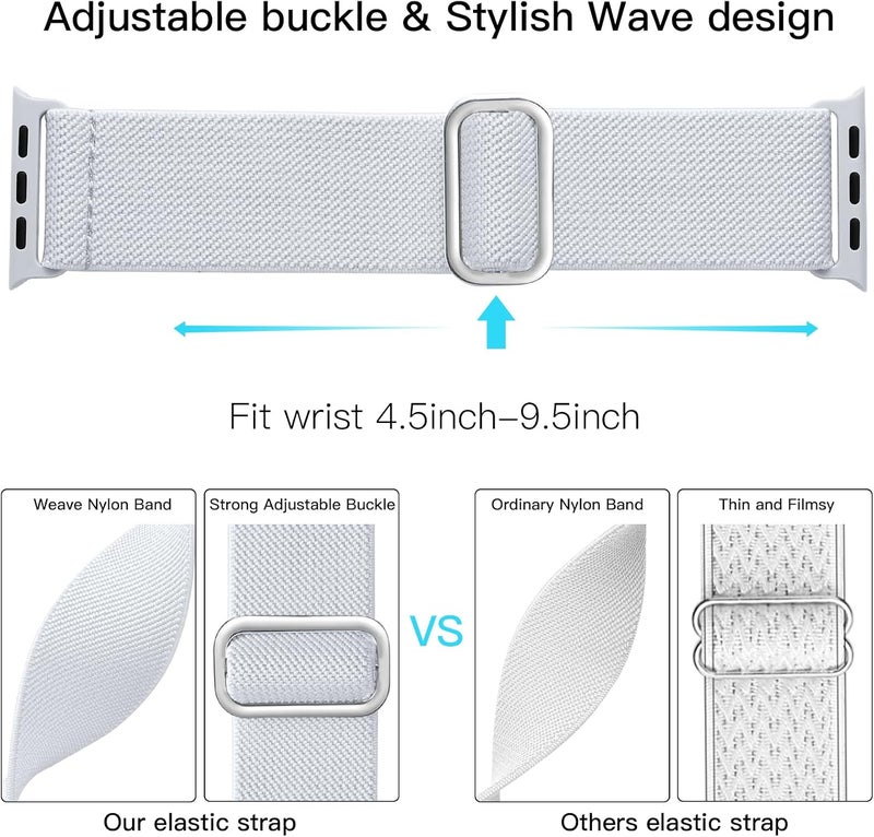 Lerobo Braided Band Compatible with Apple Watch Series 11 10 9 8 7 46mm 45mm 41mm Ultra SE 3 2 1 49mm Series 6 5 4 3 44mm 40mm 38mm 42mm Men iWatch Bands Women Stretchy Nylon Solo Loop Sport Strap - Image 3