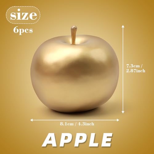 Meiwlong 6 Pcs Artificial Apples Realistic Fake Fruit Golden Apple for Home Kitchen Decor Decorative Faux Apple for Party Christmas Decoration - Image 3