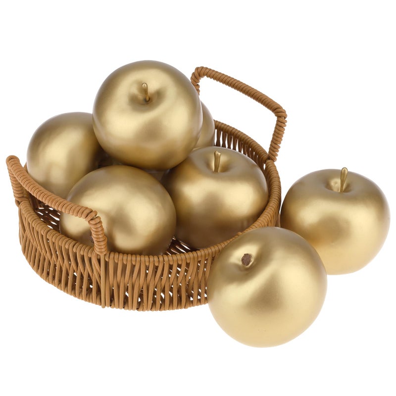 Meiwlong 6 Pcs Artificial Apples Realistic Fake Fruit Golden Apple for Home Kitchen Decor Decorative Faux Apple for Party Christmas Decoration - Image 2
