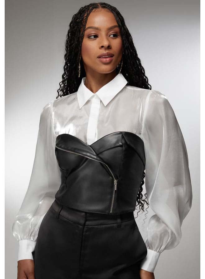 bebe Symmetric Zipper Vegan Leather Corset - Image 2