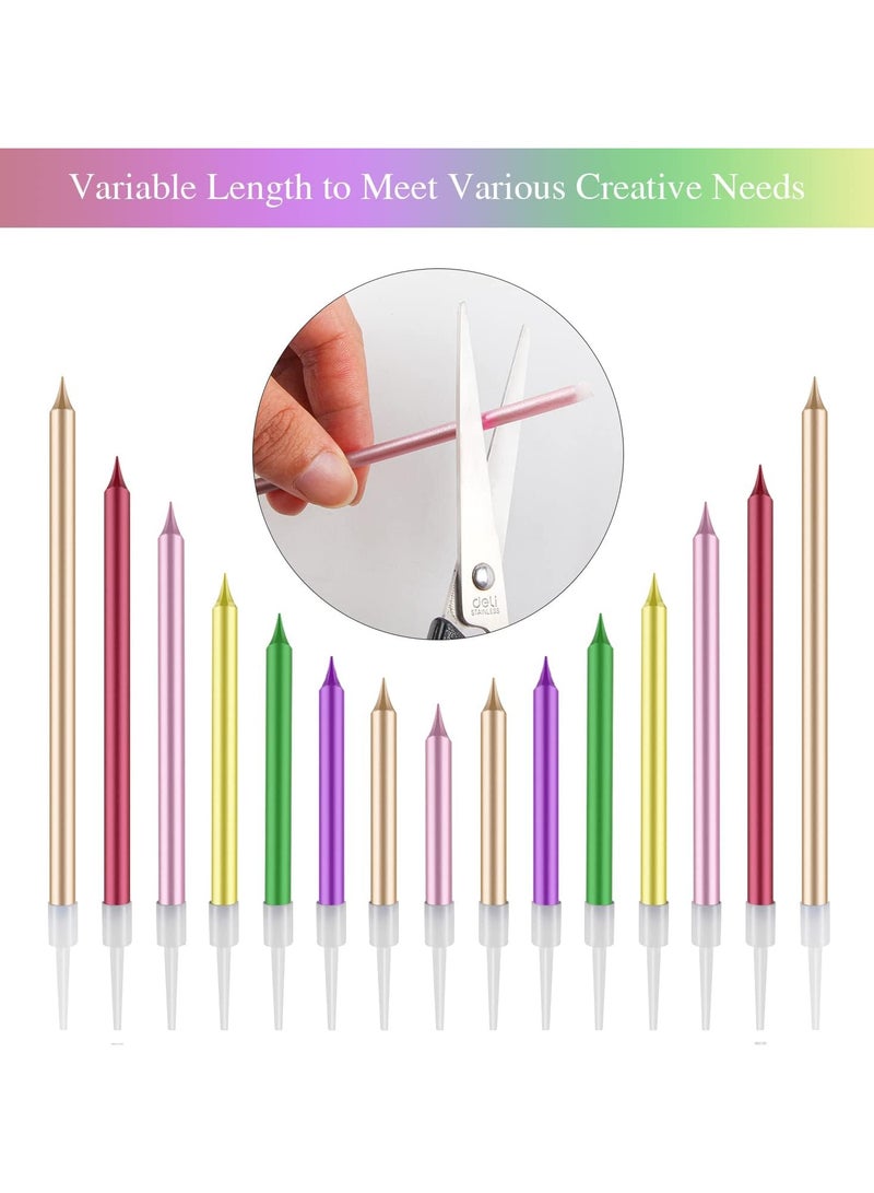 12 Count Birthday Candles Electroplate Birthday Candles Set Long Thin Cake Candles Slow Burning Candles for Birthday, Wedding, Lucky Party Decoration - Image 3