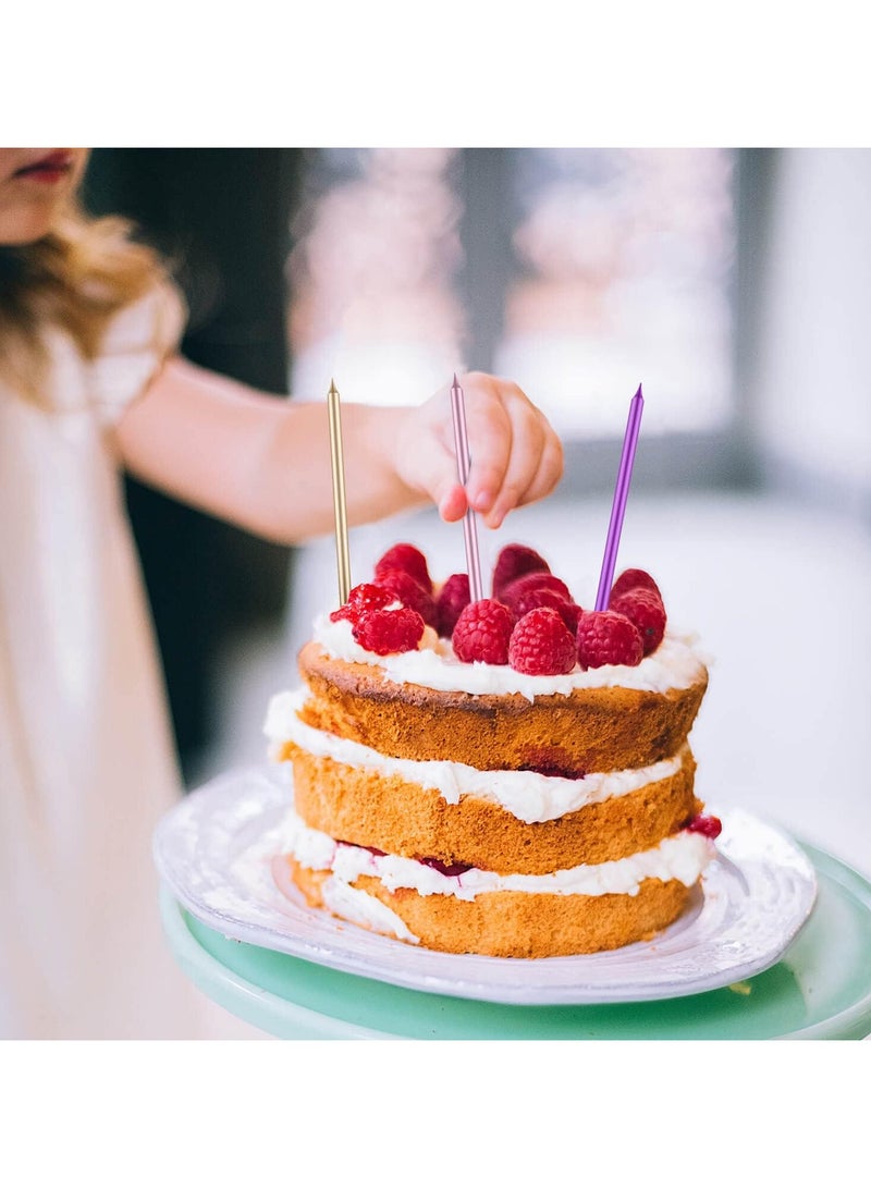 12 Count Birthday Candles Electroplate Birthday Candles Set Long Thin Cake Candles Slow Burning Candles for Birthday, Wedding, Lucky Party Decoration - Image 4