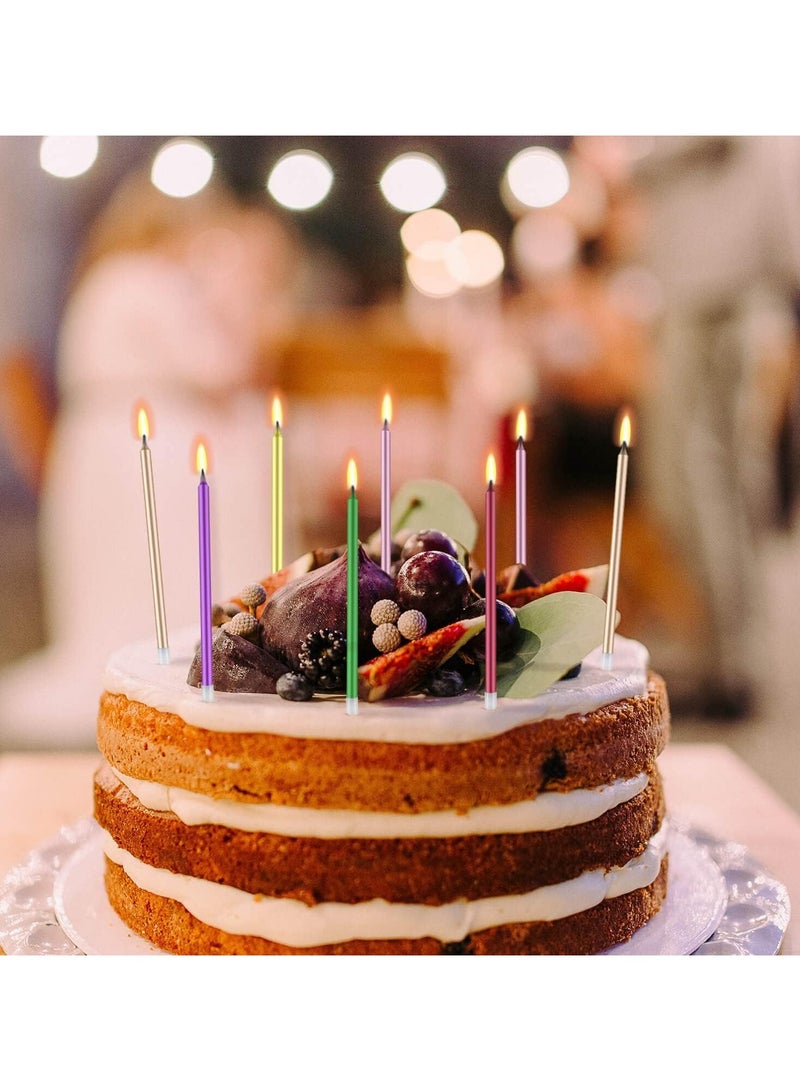 12 Count Birthday Candles Electroplate Birthday Candles Set Long Thin Cake Candles Slow Burning Candles for Birthday, Wedding, Lucky Party Decoration - Image 5