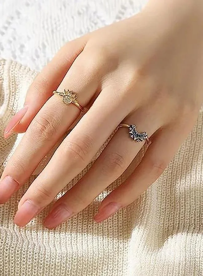 Take Two Pack of 2 - Celestial Sparkle Moon and Star Rings