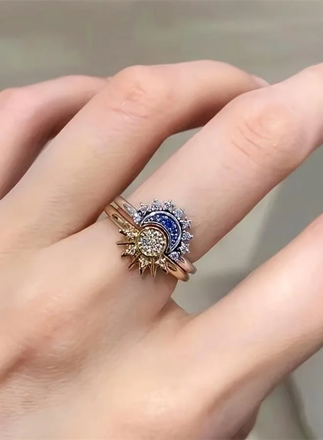 Take Two Pack of 2 - Celestial Sparkle Moon and Star Rings