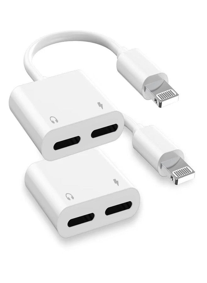 esbeecables 2Pack Dual Lightning iPhone Splitter & Charge Dongle Adapter,[Apple MFi Certified]4 in 1 Audio+Charge+Call+Volume Control Headphones Audio Adapter Compatible with iPhone14/13/12/11/XS/XR/8/7 iPad/iPod - Image 1