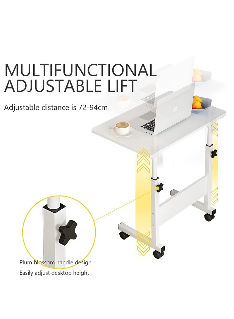 ZUIHAO Adjustable Home Office Desk 80x40cm PC Notebook Standing Laptop Cart End Side Table with Wheels for Study Room Bedroom Living Room - Image 2