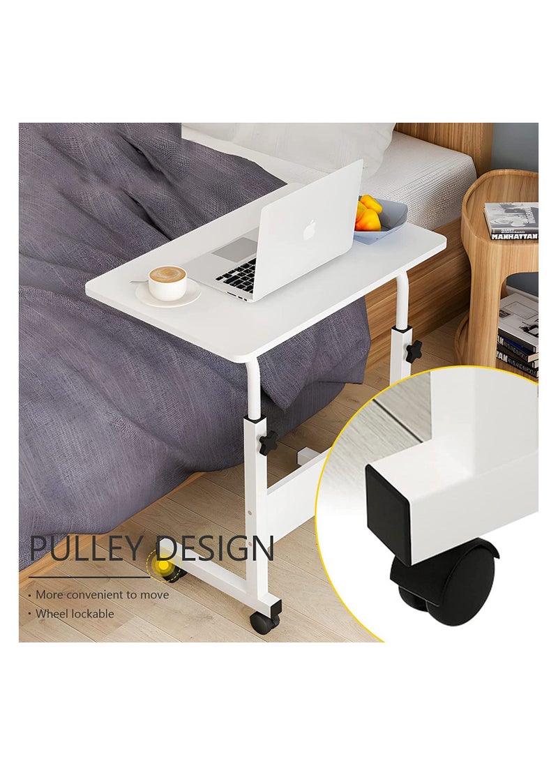 ZUIHAO Adjustable Home Office Desk 80x40cm PC Notebook Standing Laptop Cart End Side Table with Wheels for Study Room Bedroom Living Room - Image 4