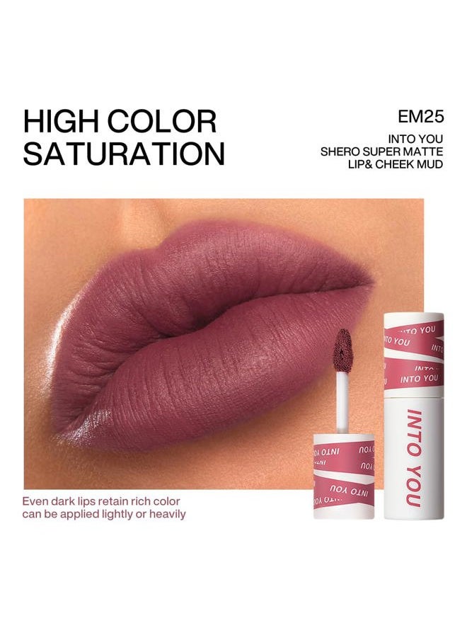 INTO YOU - Matte Lipstick, Super Stay Lipstick for Women, Waterproof, Long Lasting Lipstick, High Impact Lipcolor with Lightweight Lip Mud Texture, Dual-use for Lips and Cheek, Purple Lipstick (EM25) - Image 1