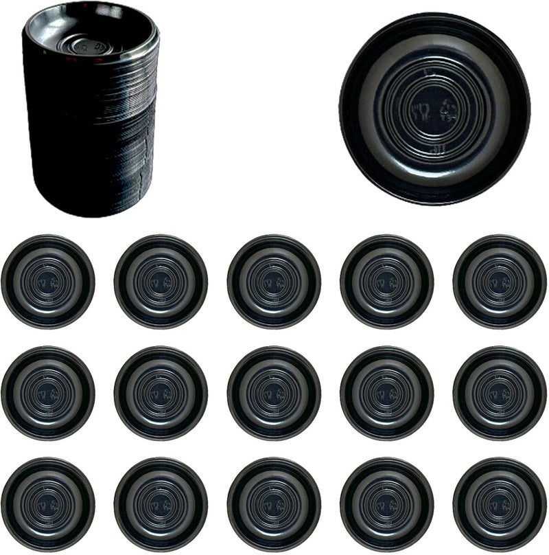 Xanadued 100 Pcs Plastic Disposable Sauce Dishes Dipping Soy Sauce Seasoning Plate Bowls Mini Condiment Appetizer Tray for Sushi Soy Mustard Vinegar Ketchup BBQ Black Circular - Image 1
