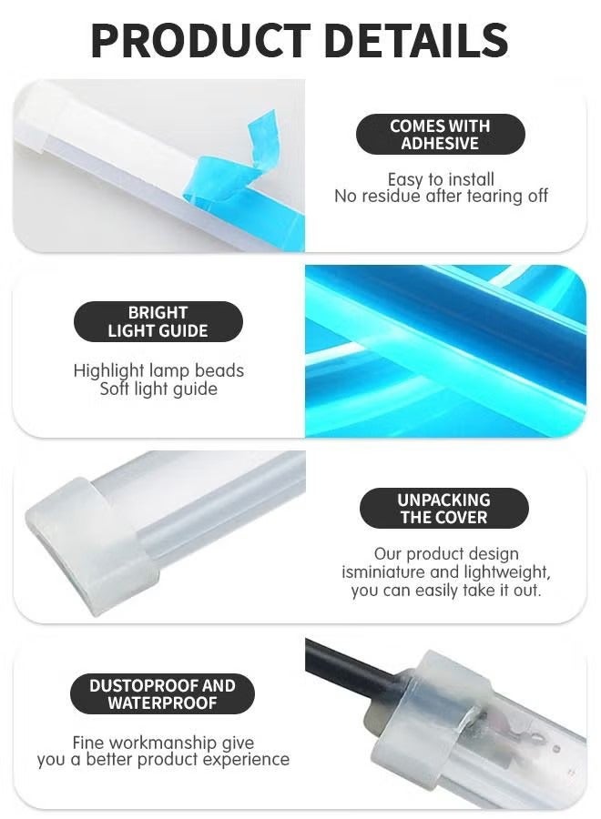 2 PCs LED Car Under Hood Light Strip, Car Sequential Turn Signal Light, 17.7 Inch  Turning Light Guide Decorative Waterproof Daytime Car LED ultra-thin day running light scanning two-color - Image 5