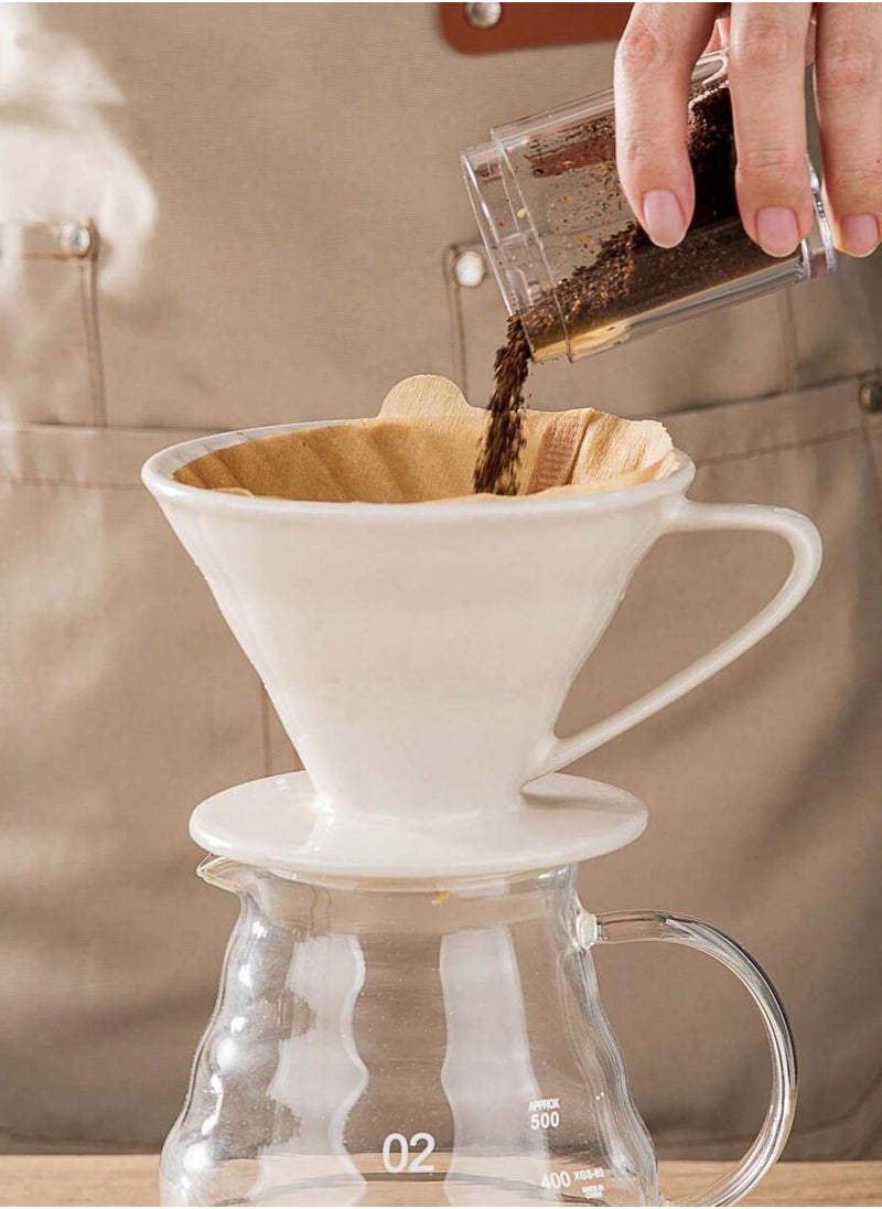 Generic Ceramic Coffee Filter, Pour Over Coffee Maker, Single Cup Coffee Dripper, Manual Porcelain Slow Brewing Accessories For Travel, Camping, Office, Home, Cafe, Coffee Gifts, White  - Image 2