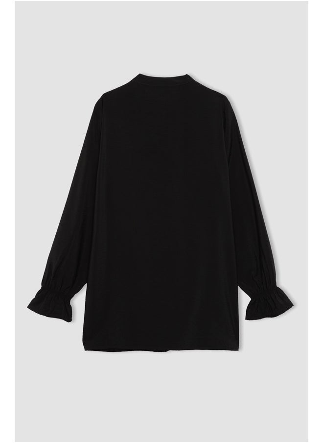 DeFacto - Woman Regular Fit Shirt Neck Woven Long Sleeve Shirt - Image 1
