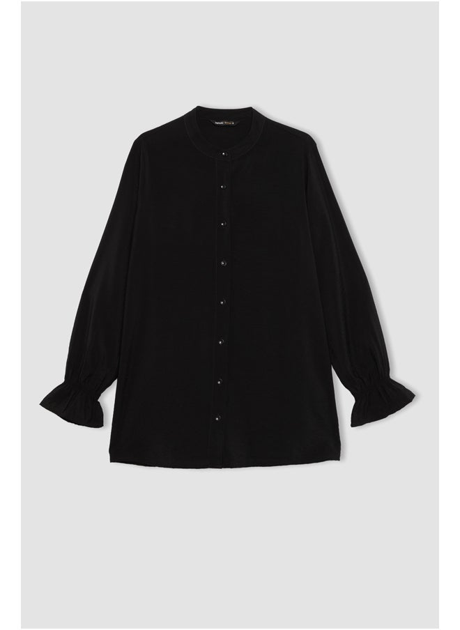 DeFacto - Woman Regular Fit Shirt Neck Woven Long Sleeve Shirt - Image 1