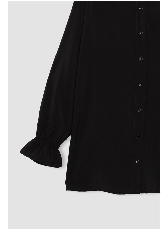 DeFacto - Woman Regular Fit Shirt Neck Woven Long Sleeve Shirt - Image 1