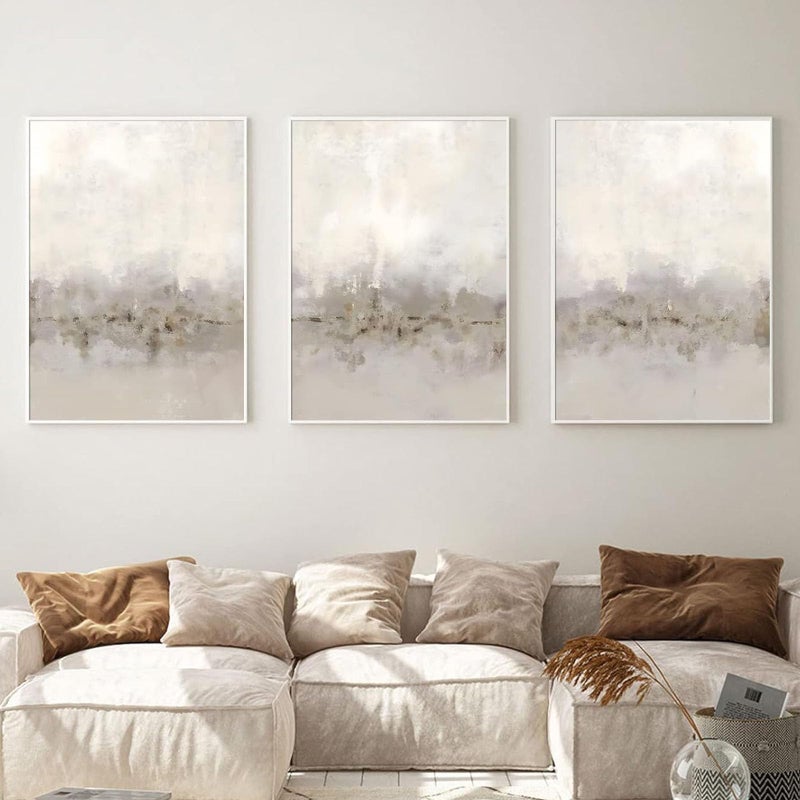 Ecyanlv White Abstract Canvas Wall Art Modern Textured Painting Geometric Art Textured Minimalist Poster Abstract Shaped Wall Art White Line Pictures Wall Decor for Living Room 16x24inch Frameless - Image 2