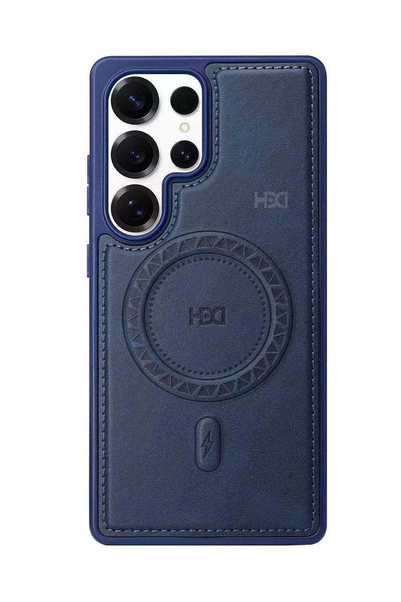 أتش دي دي غطاء حمايه لهاتف سامسونج جلاكسي اس 25 الترا جراب مغناطيسي ياتي بحواف مرتفعة حول الشاشة  تساعد على منع الخدوش - ازرق