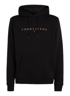 TOMMY JEANS Men's Regular Fit Linear Hoodie , Black - Cotton  - Image 2