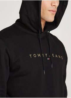 TOMMY JEANS Men's Regular Fit Linear Hoodie , Black - Cotton  - Image 4
