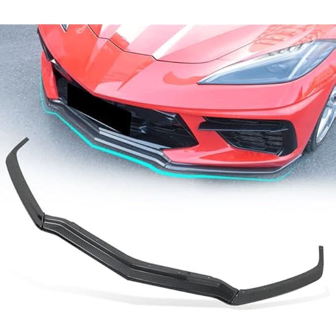 etesan Carbon Fiber Painted C8 Front Splitter Fit for Corvette C8 Stingray Z51 2020-2025 ABS Front Bumper Lip Splitter Replacement Kit OEM #84869770 3PCS - Image 1
