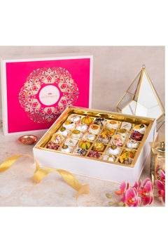 Diwali Gift 30 Pcs Premium sweets in fancy box pink & white