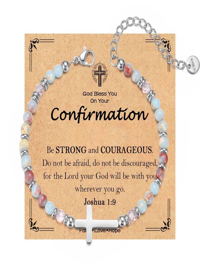 FIEEFX Confirmation Gifts for Teenage Girls Cross Bracelet Christian Religious Confirmation Card Decorations for Girls Daughter Granddaughter Niece Sister - Image 1