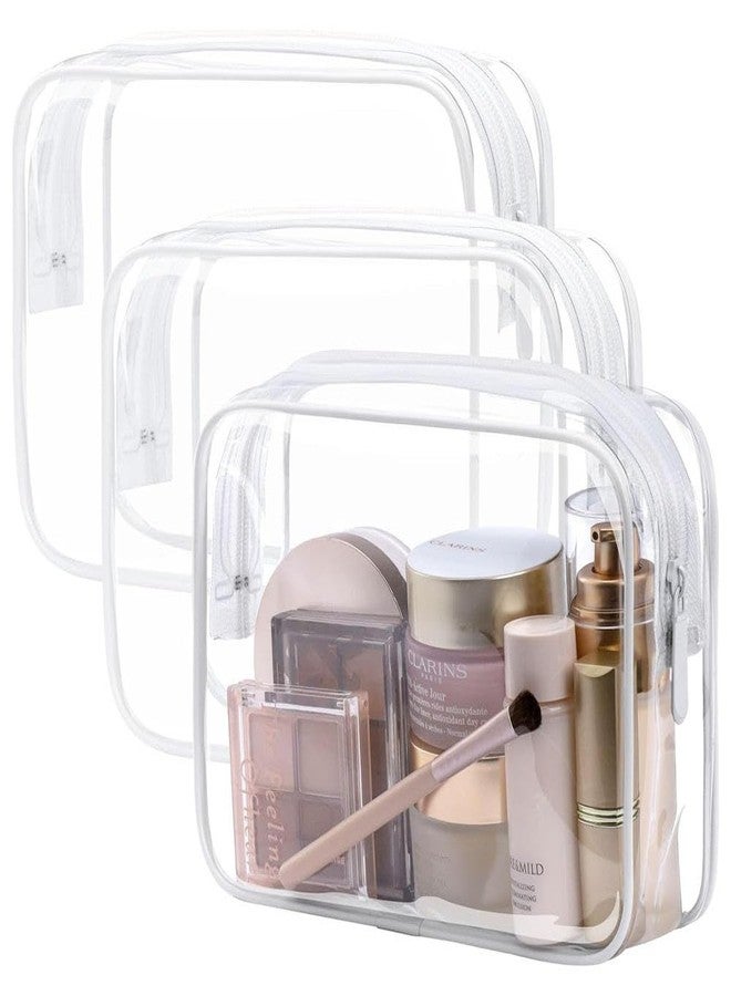 BAERFIT 3Pcs Clear Travel Toiletry Bags TSA Compliant Makeup Pouch Bag Make Up Organiser Transparent Pouch Makeup Organiser Makeup Bag for Women Carry-On Approved Makeup Organizer Set - Image 1