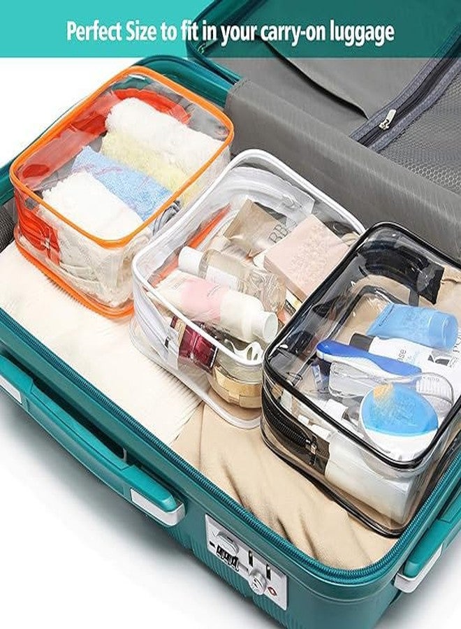 BAERFIT 3Pcs Clear Travel Toiletry Bags TSA Compliant Makeup Pouch Bag Make Up Organiser Transparent Pouch Makeup Organiser Makeup Bag for Women Carry-On Approved Makeup Organizer Set - Image 5
