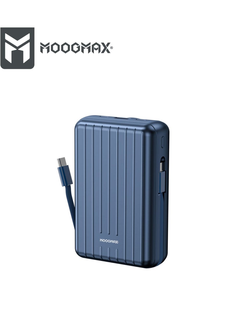 MOOGMAX MX219 MOOGMAX (PRONE) Trunk Series Retro 20000mAh Magnetic Wireless Power Bank – 4-in-1 Super Fast Charger with Built-in Cables Provides Extended Battery Life For Your Smartphone, Tablet, and Other USB-Powered Devices—Ideal For Heavy Users and Travelers (BLUE). - Image 2