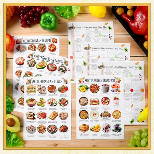Sinload 12 Pcs Mediterranean Diet Food List Poster Diet Meal Plan Grocery Shopping List Health Food Guide for Kitchen Wall Decor - Image 3