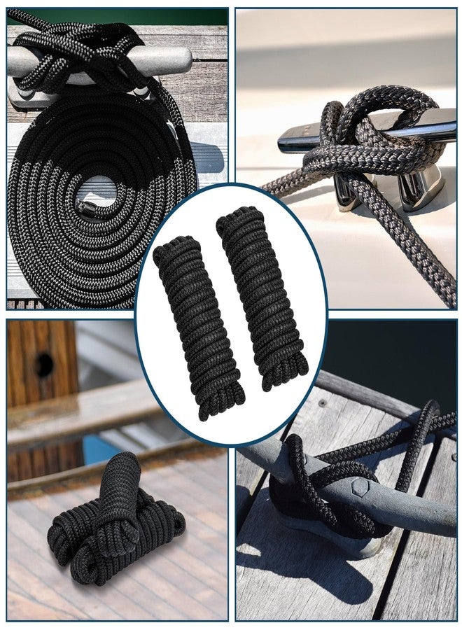 PropelTech 4 Pack 1/2" x 15’ Boat Dock Lines for Boat & Pontoon, Premium Marine- Grade Double Braided Nylon Dock Line, Pre-Spliced with a 12" Eyelet-Black,Boating Gifts for Men - Image 3