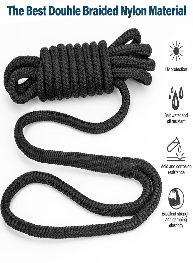 PropelTech 4 Pack 1/2" x 15’ Boat Dock Lines for Boat & Pontoon, Premium Marine- Grade Double Braided Nylon Dock Line, Pre-Spliced with a 12" Eyelet-Black,Boating Gifts for Men - Image 4