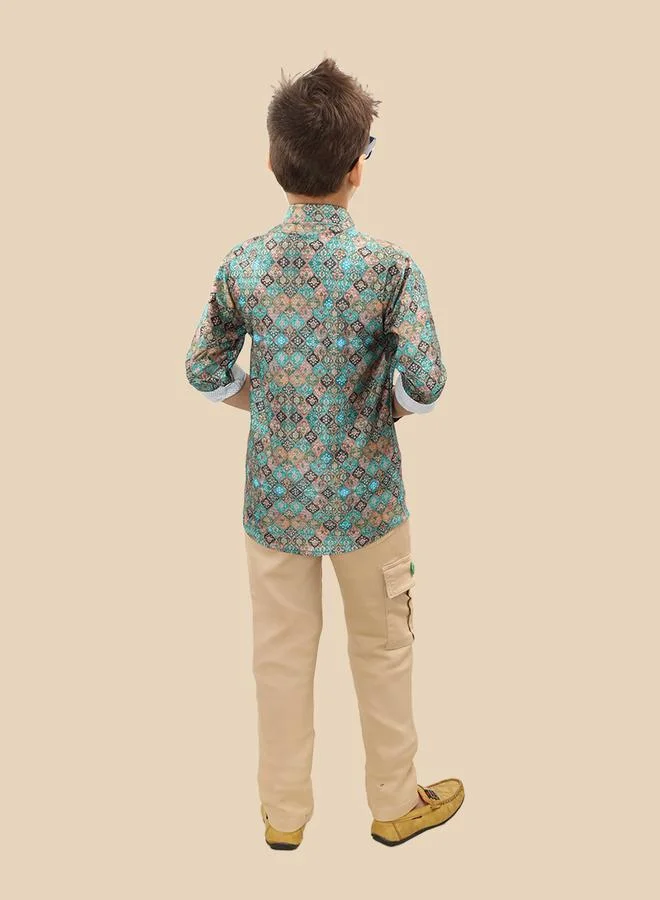 Ts Trends Ts Trends Printed Buttoned Shirt and Pant Set