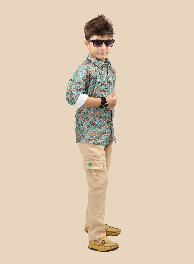 تي اس تريندس طقم قميص وبنطلون مطبوع بأزرار من تس تريندز - Image 3