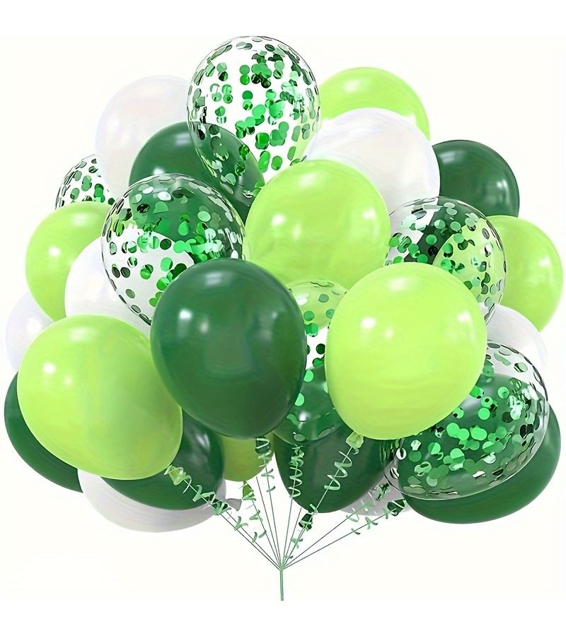 20pcs Green And White Balloon Kit Dark Green Light Green Party Balloons Confetti Latex Balloons For Birthday Shower Jungle Decoration Graduation Ceremony Festival Decoration Indoor And Outdoor Home Decoration - Image 1