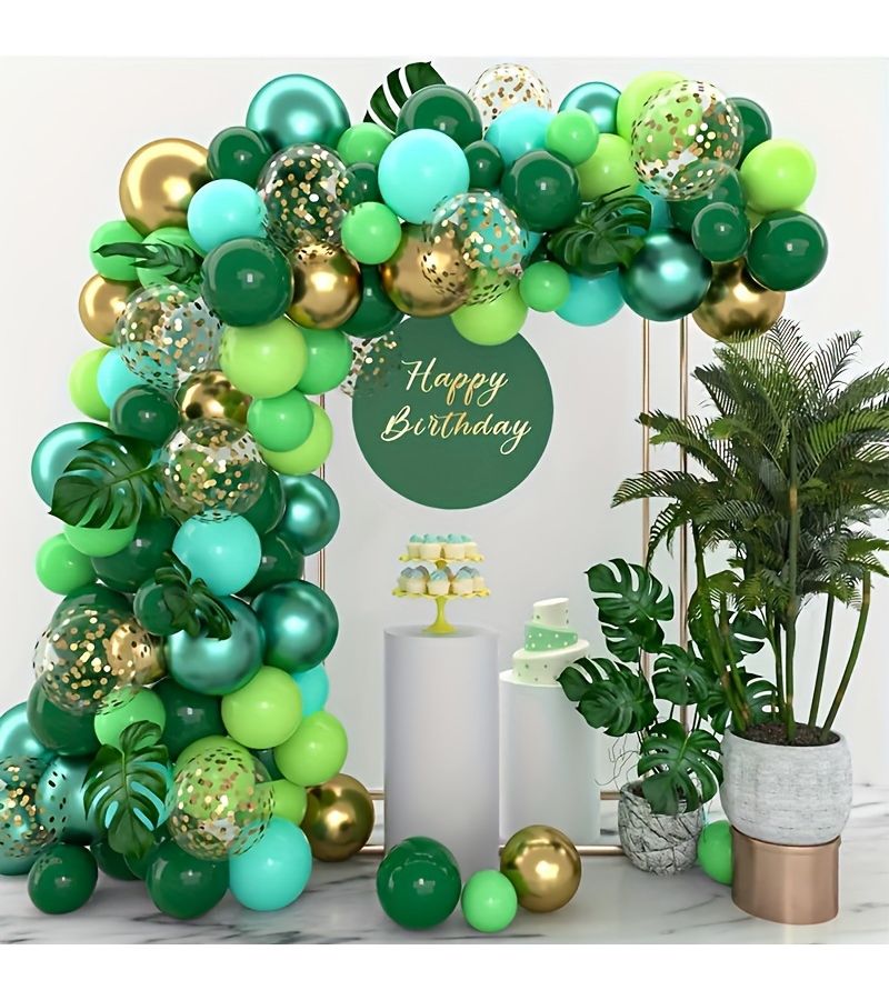 20pcs Green And White Balloon Kit Dark Green Light Green Party Balloons Confetti Latex Balloons For Birthday Shower Jungle Decoration Graduation Ceremony Festival Decoration Indoor And Outdoor Home Decoration - Image 4