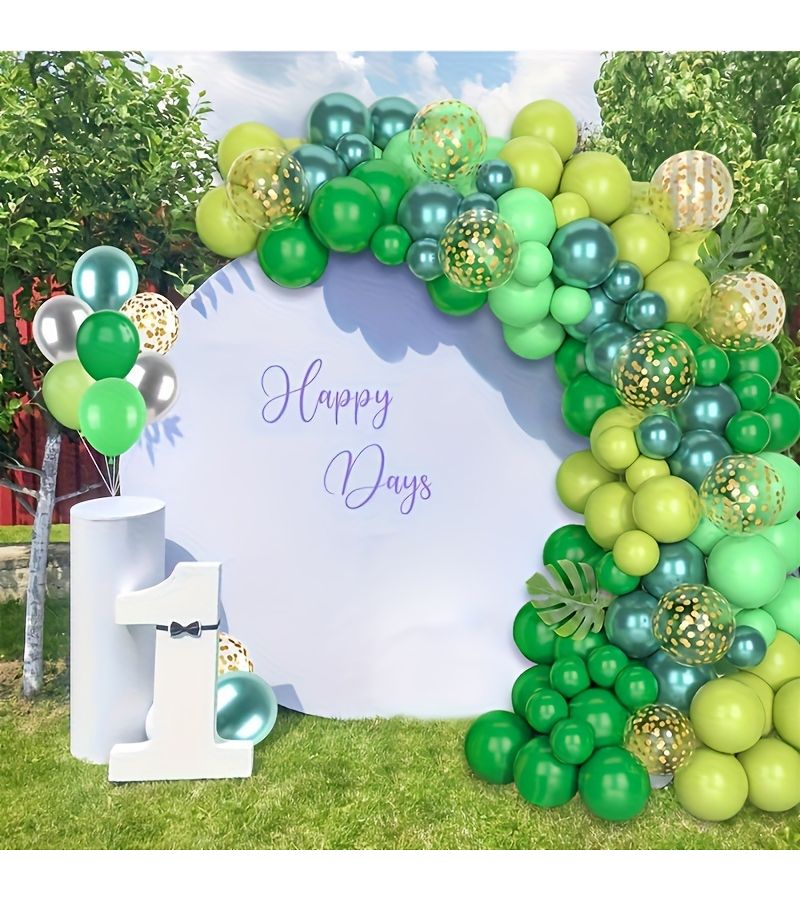 20pcs Green And White Balloon Kit Dark Green Light Green Party Balloons Confetti Latex Balloons For Birthday Shower Jungle Decoration Graduation Ceremony Festival Decoration Indoor And Outdoor Home Decoration - Image 2