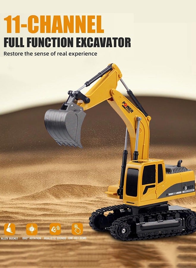 AL RAID 2 PCS Remote Control Construction Vehicle Toy Set, Friction-Powered RC Excavator & RC Dump Truck with Lights and Sounds for Imaginative Play, Birthday Gifts for Toddlers Boys Girls - Image 4