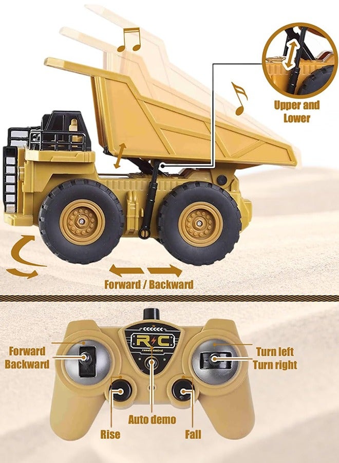 AL RAID 2 PCS Remote Control Construction Vehicle Toy Set, Friction-Powered RC Excavator & RC Dump Truck with Lights and Sounds for Imaginative Play, Birthday Gifts for Toddlers Boys Girls - Image 5