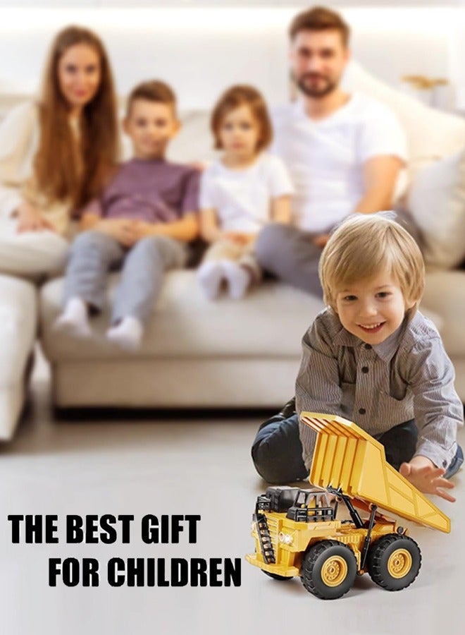 AL RAID 2 PCS Remote Control Construction Vehicle Toy Set, Friction-Powered RC Excavator & RC Dump Truck with Lights and Sounds for Imaginative Play, Birthday Gifts for Toddlers Boys Girls - Image 2