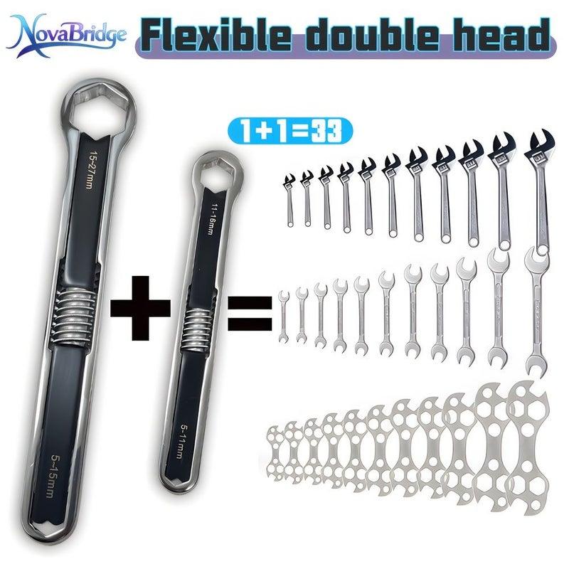 11 PCS Double Ended Hex Key Open End Wrench Set For Car Motorcycle Repair - Image 3