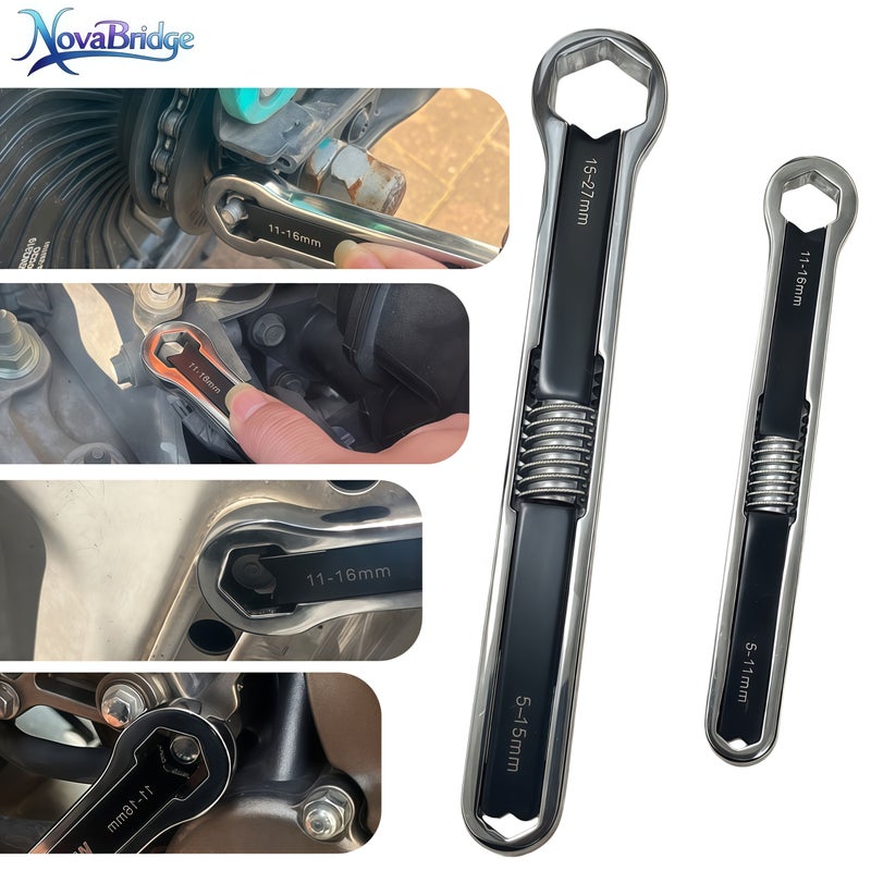 11 PCS Double Ended Hex Key Open End Wrench Set For Car Motorcycle Repair - Image 4