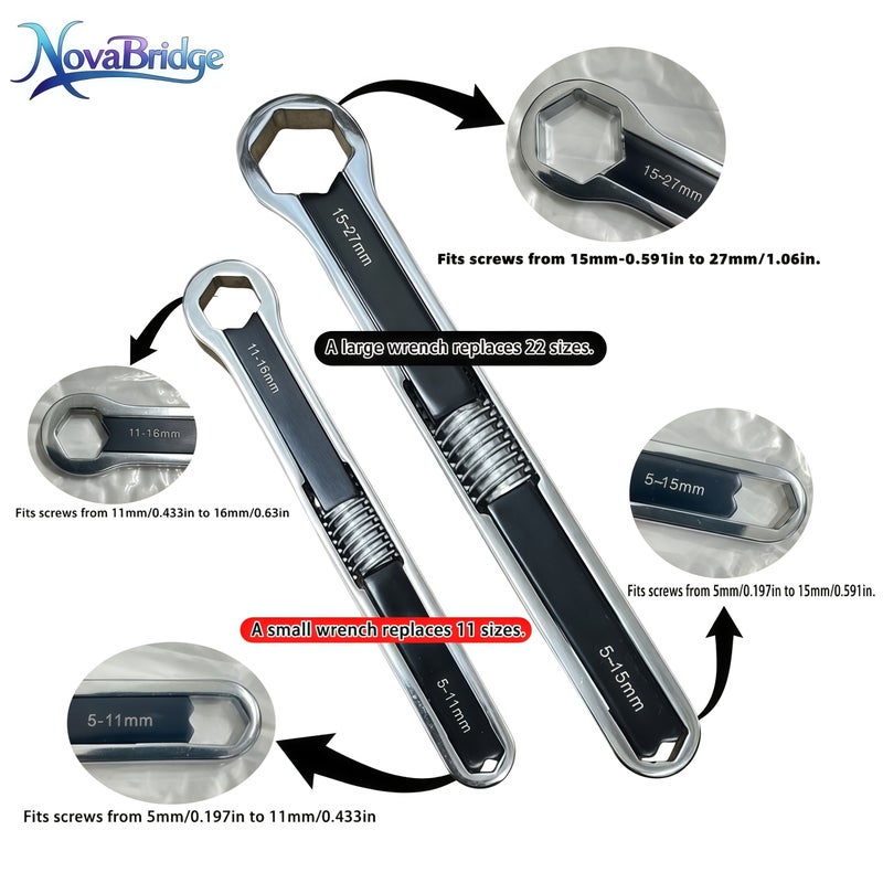 11 PCS Double Ended Hex Key Open End Wrench Set For Car Motorcycle Repair - Image 5